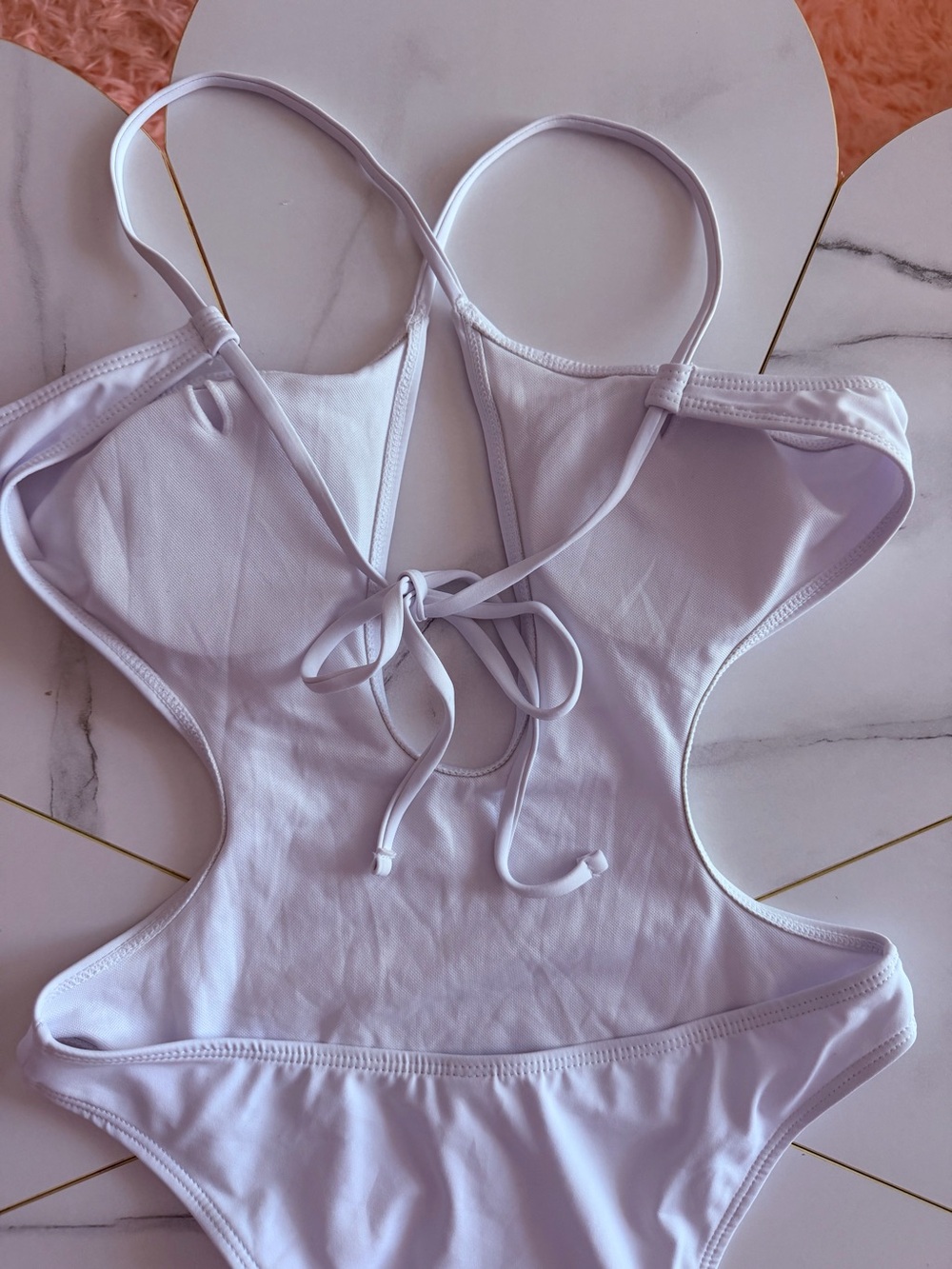 White Cutout One-Piece Swimsuit - Picture 9 of 9